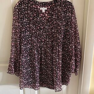 Floral Black and Pink Women's Top